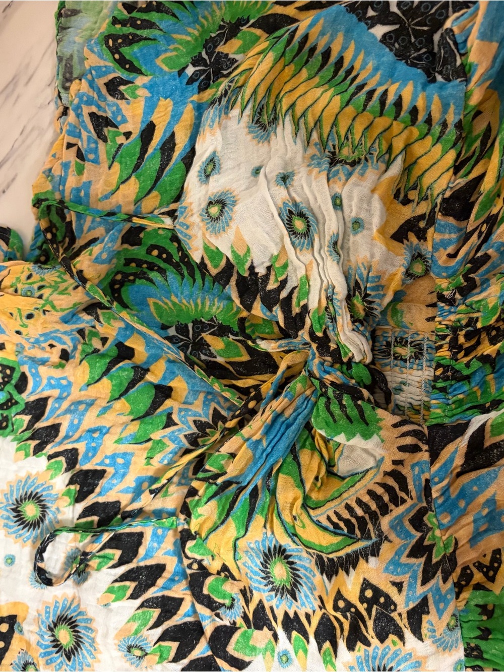 Green & Blue Paisley Cutout Sundress - Picture 3 of 4